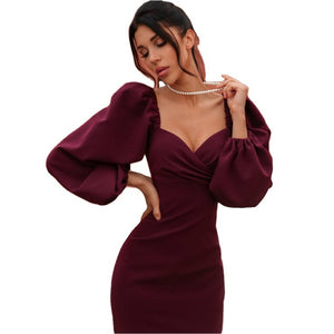 Autumn Puff Sleeve Short Dress