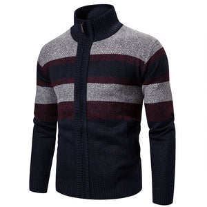 Striped Zipper Pullover Sweater